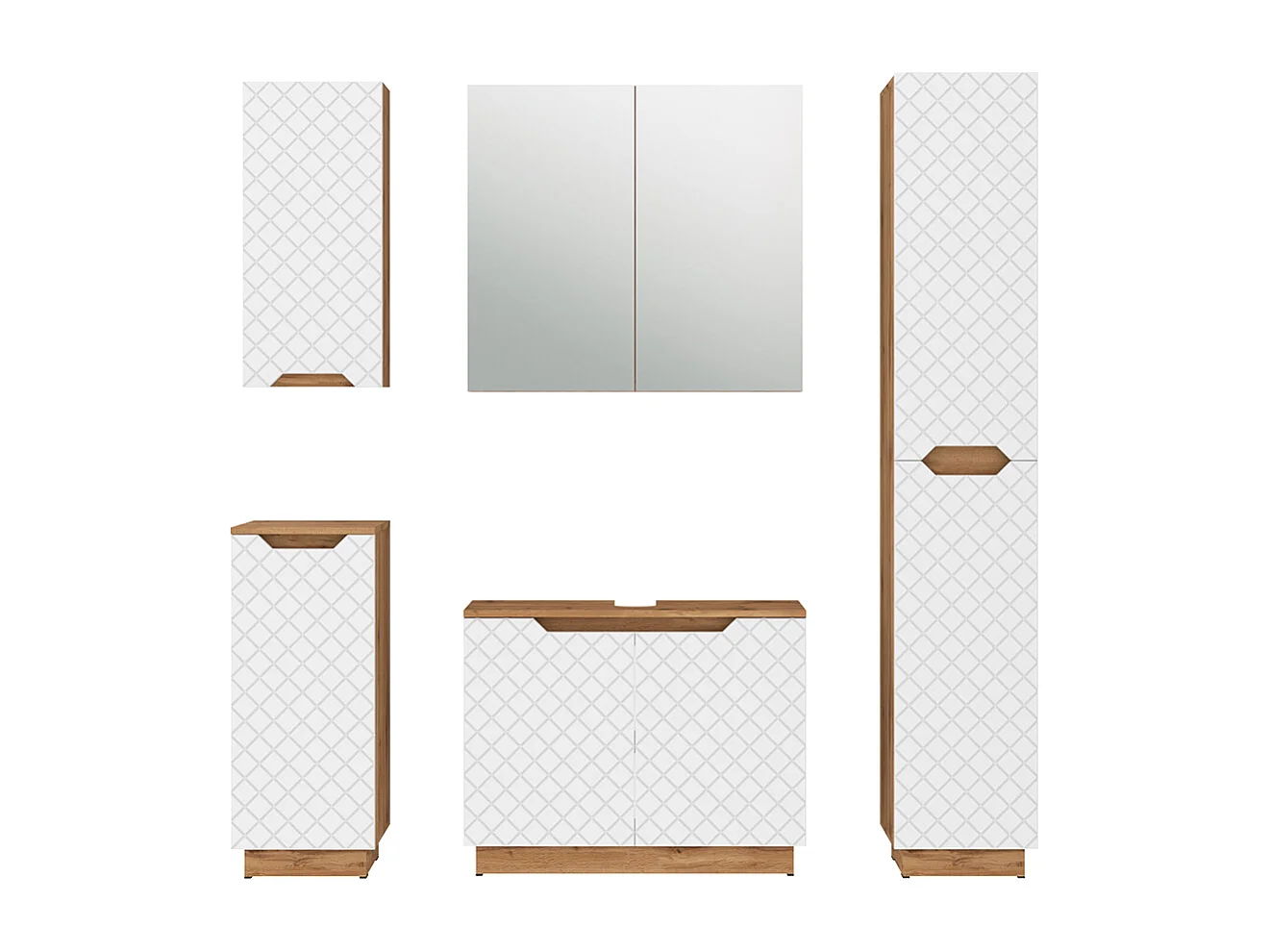 Badkamermeubelset eiken/wit met tegelstructuur 79.6x32x62.1 lotta