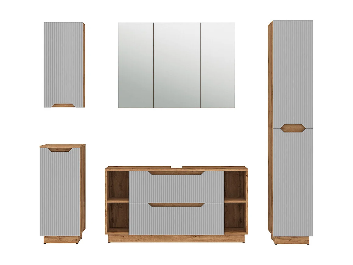 Meubles bain chêne/gris rayé 119.2x35x62.5 lotta