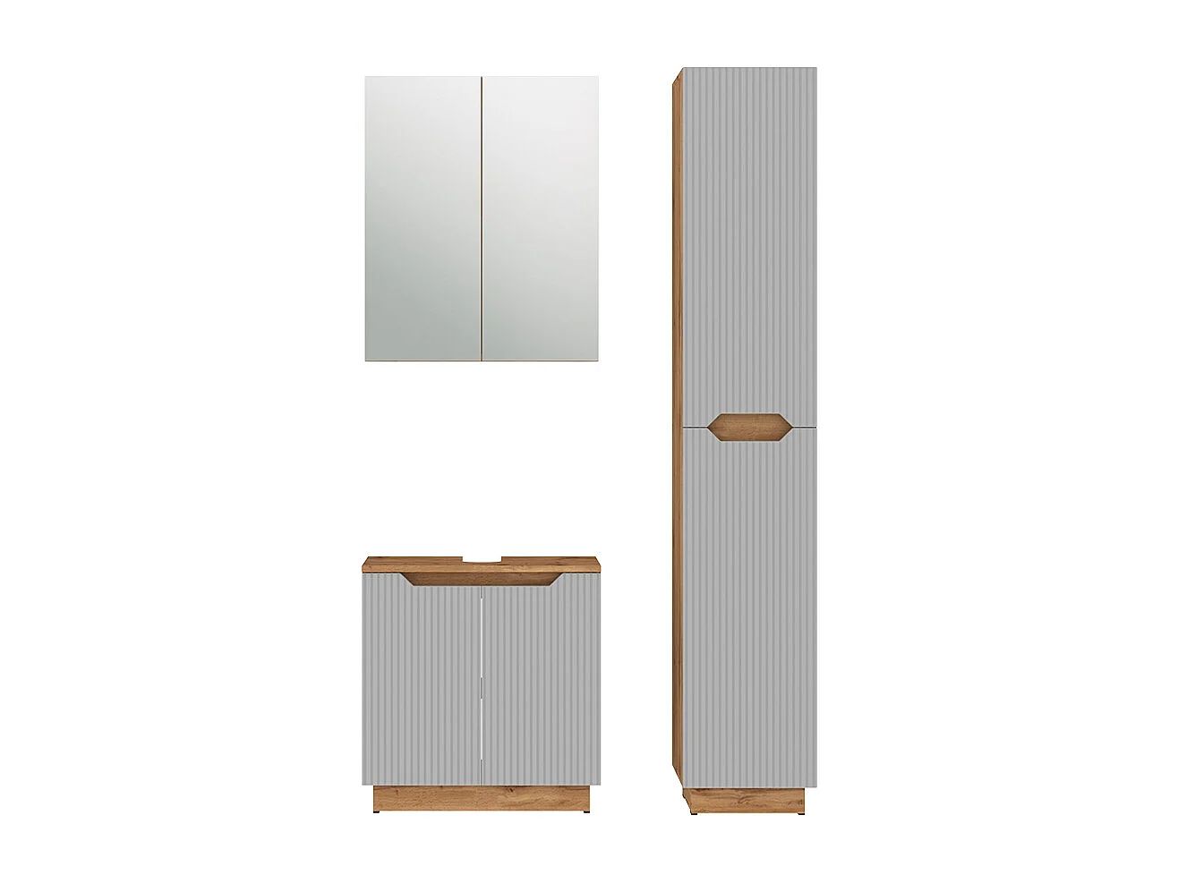 Badkamermeubelset eiken/grijs gestreept 59.8x32x62.1 lotta