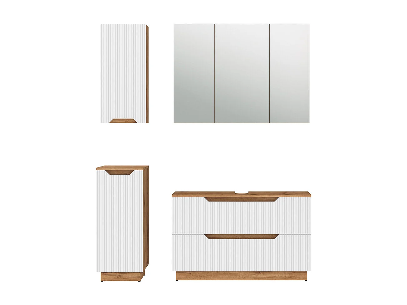 Set di mobili da bagno rovere/bianco a strisce 99.4x32x62.5 lotta