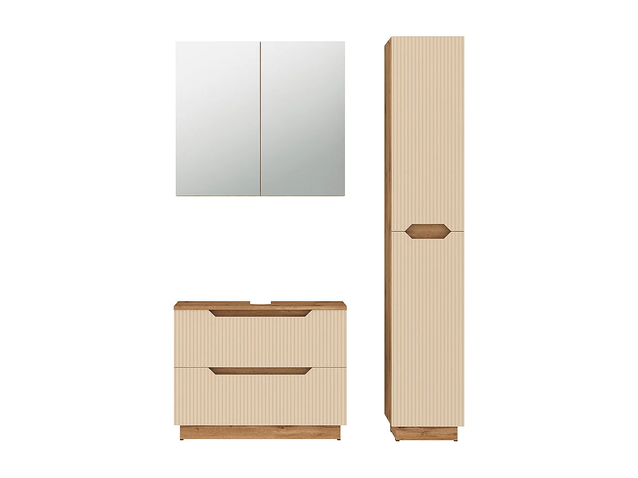 Badkamermeubelset eiken/kasjmier gestreept 79.6x32x62.5 lotta