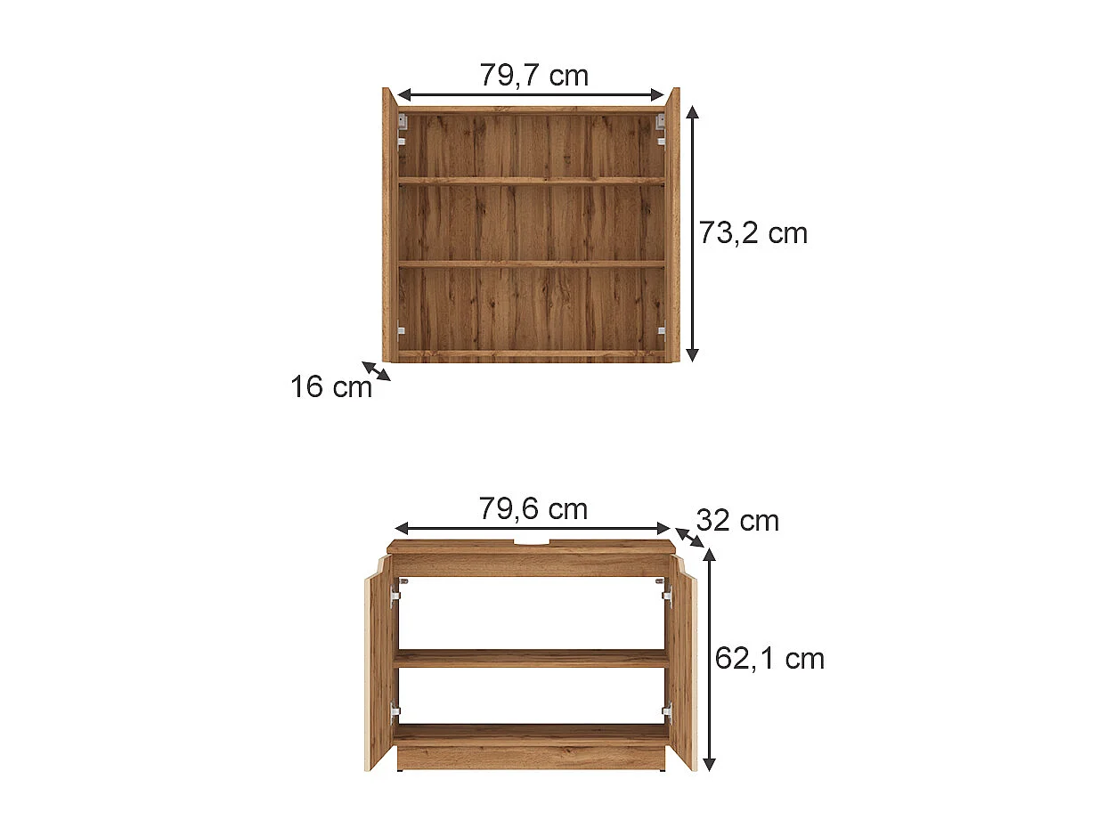 Set di mobili da bagno rovere/cashmere con struttura in piastrelle 79.6x32x62.1 lotta