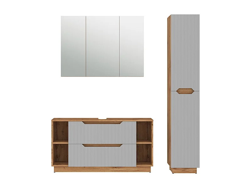 Meubles bain chêne/gris rayé 119.2x35x62.5 lotta