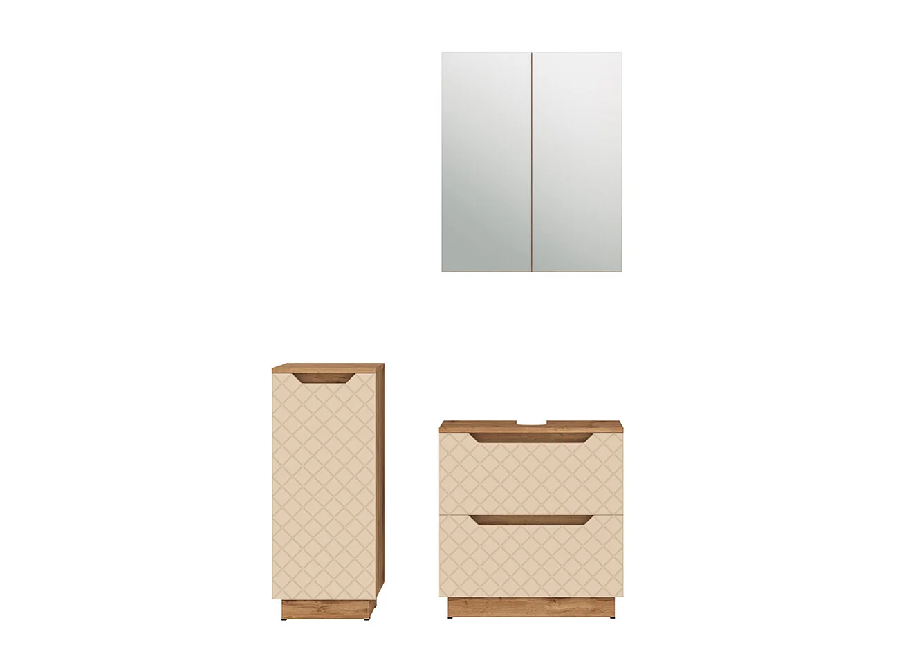 Conjunto de muebles de baño de 3 piezas roble/cachemira con estructura de azulejos 59.8x32x62.5 lotta