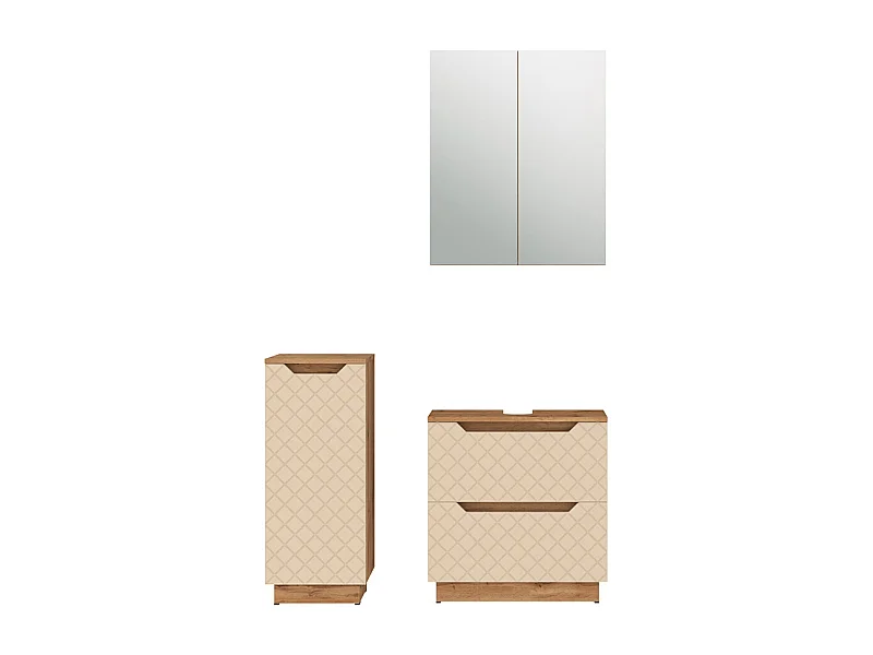 Conjunto de muebles de baño de 3 piezas roble/cachemira con estructura de azulejos 59.8x32x62.5 lotta