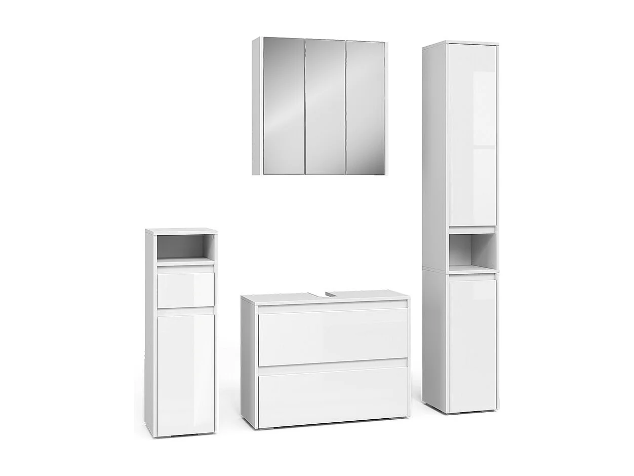 Zestaw mebli łazienkowych biały/biały wysoki połysk 30.2x30x96.3 majest