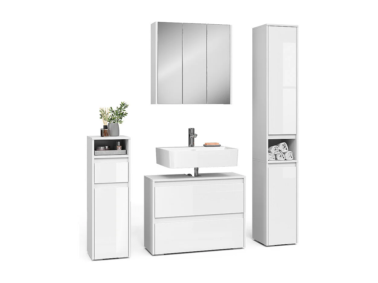 Zestaw mebli łazienkowych biały/biały wysoki połysk 30.2x30x96.3 majest
