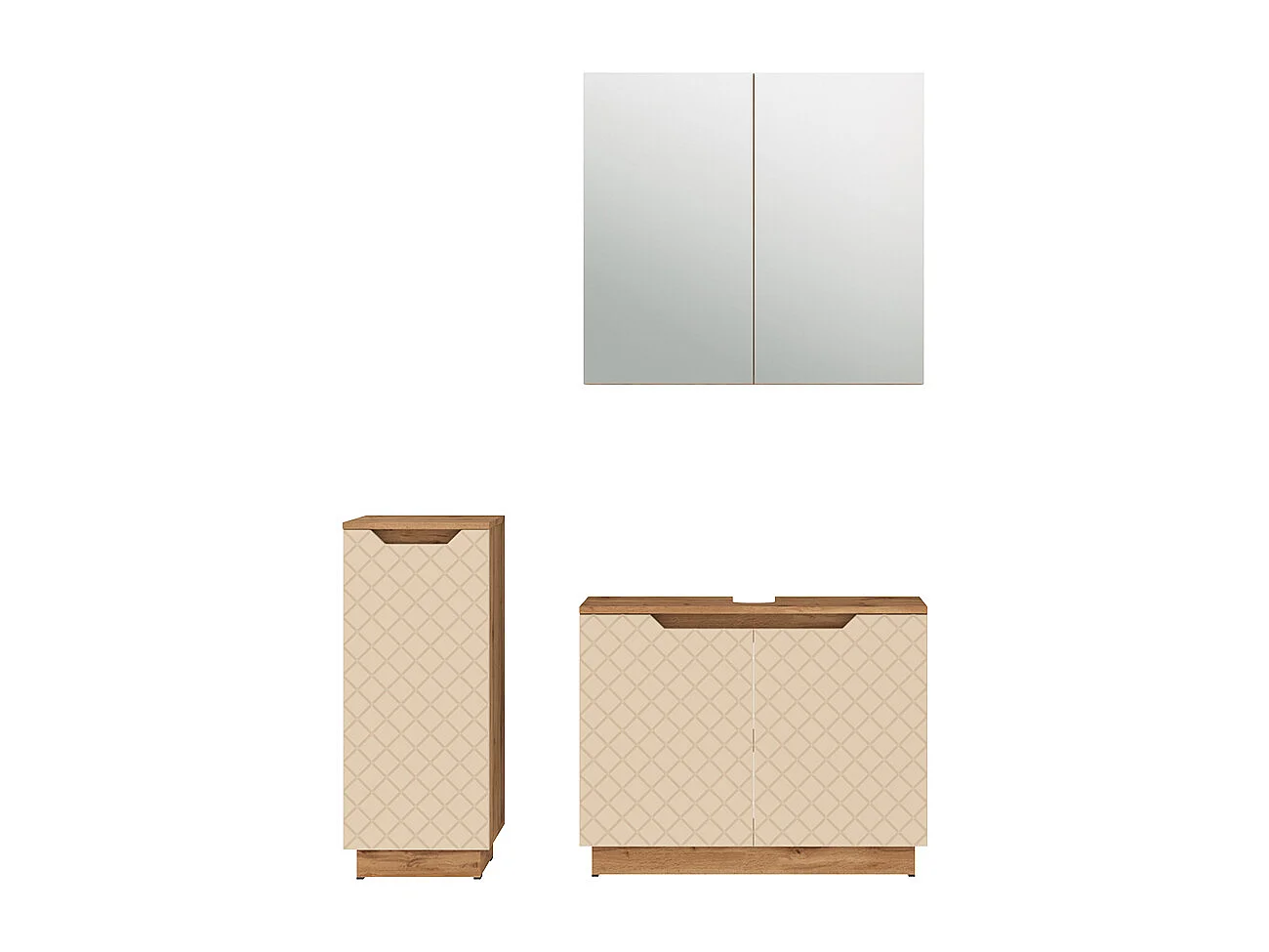 Badmöbel-Set eiche/kaschmir mit kachelstruktur 79.6x32x62.1 lotta