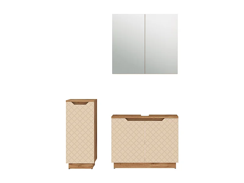 Set di mobili da bagno rovere/cashmere con struttura in piastrelle 79.6x32x62.1 lotta