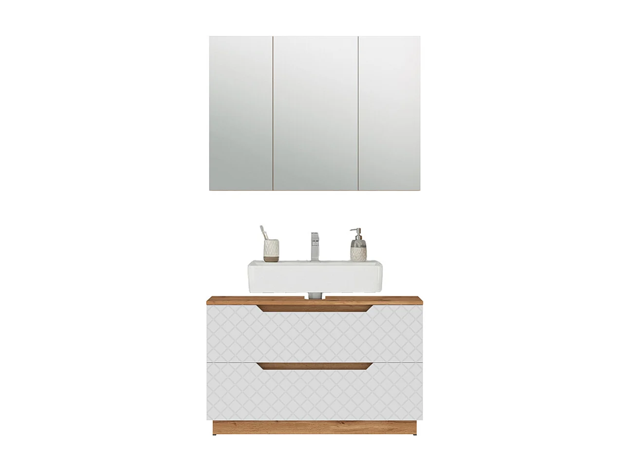 Set di mobili da bagno rovere/bianco con struttura in piastrelle 99.4x32x62.5 lotta