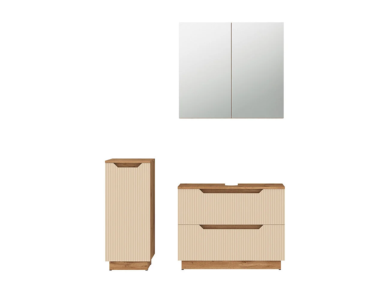 Badmöbel-Set eiche/kaschmir gestreift 79.6x32x62.5 lotta