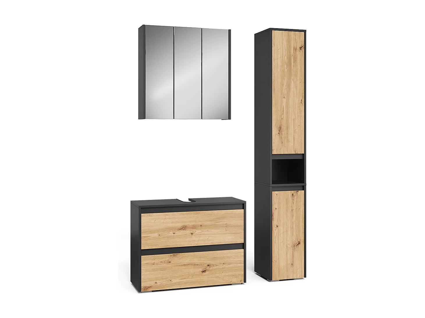 Badkamermeubelset antraciet/artisan 80.1x30.1x62 majest