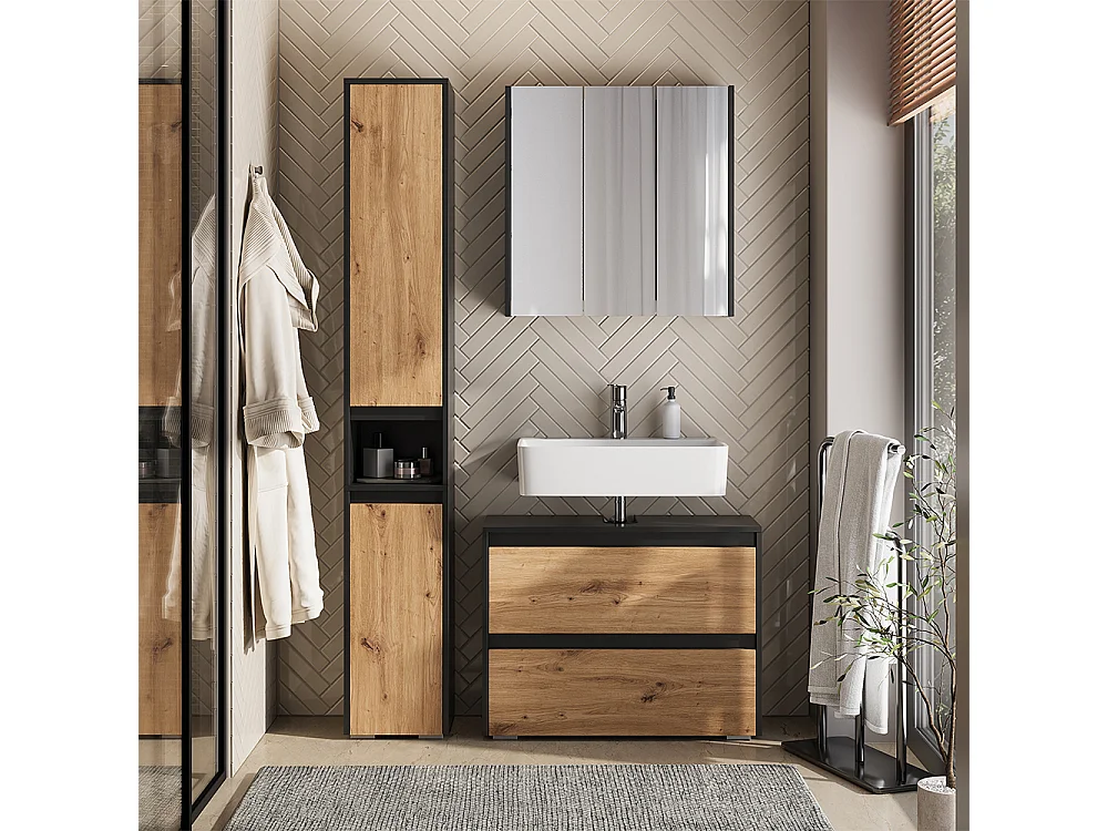 Badkamermeubelset antraciet/artisan 80.1x30.1x62 majest