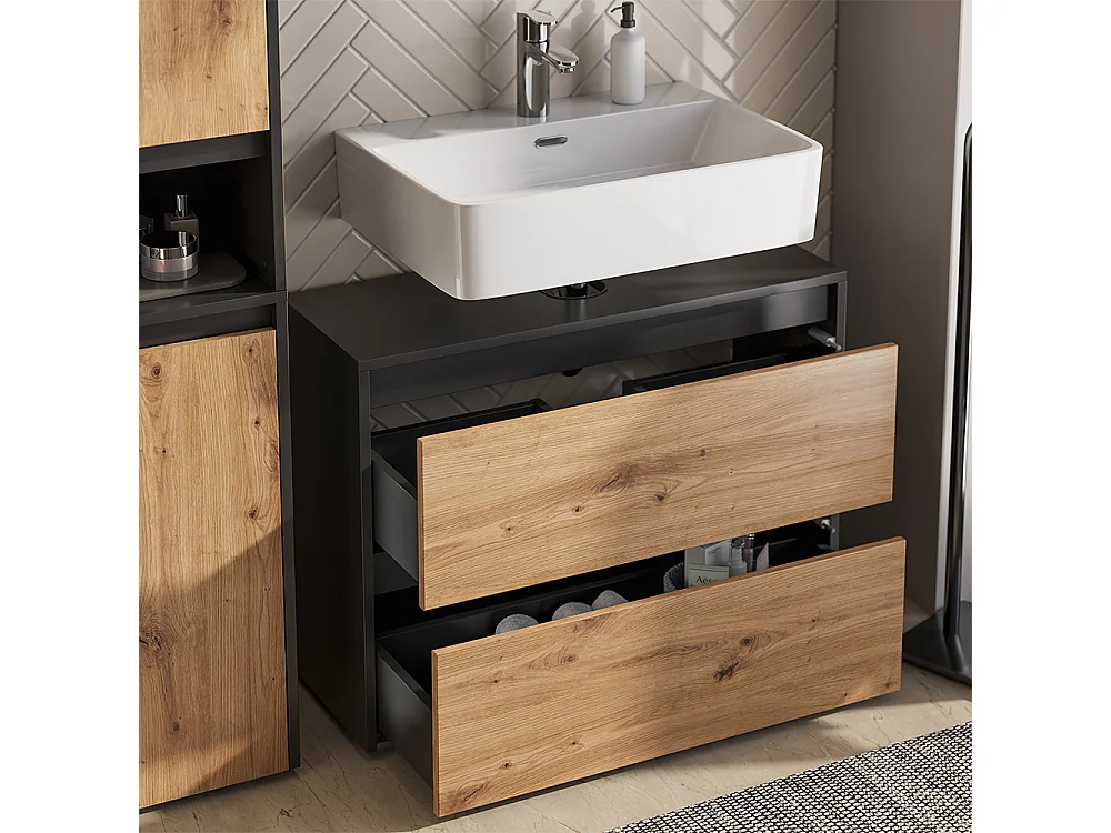 Badkamermeubelset antraciet/artisan 80.1x30.1x62 majest