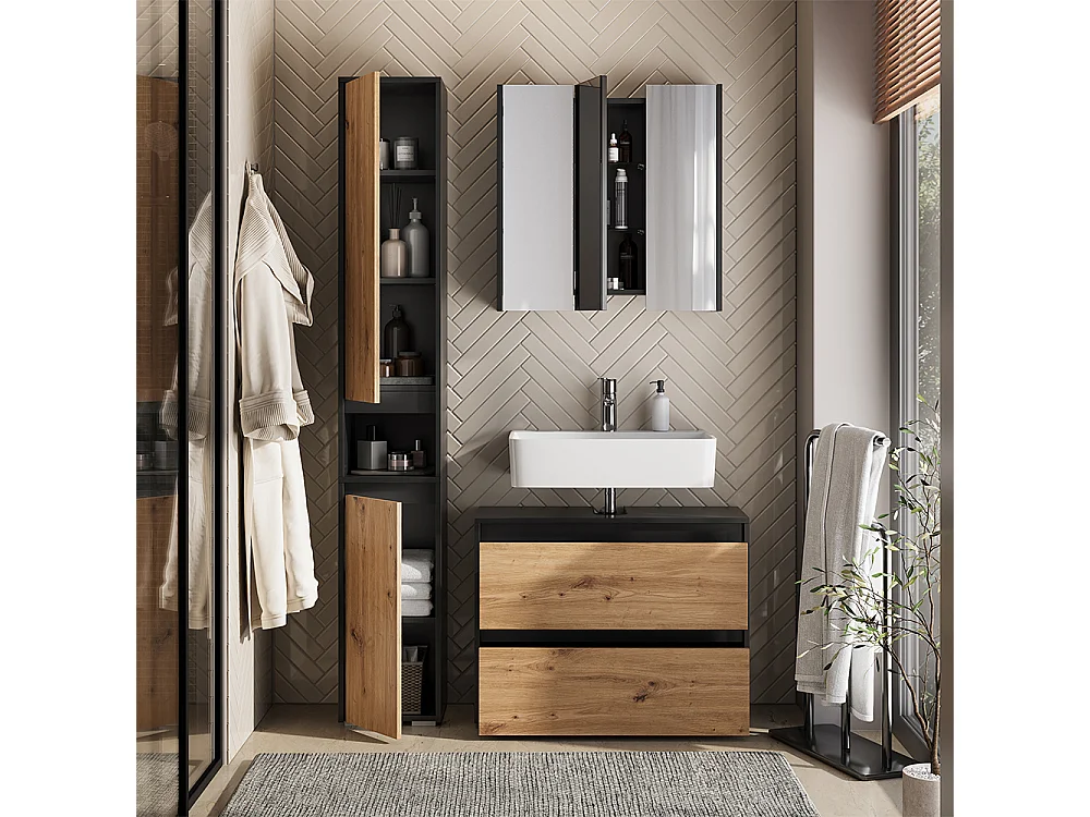 Badkamermeubelset antraciet/artisan 80.1x30.1x62 majest