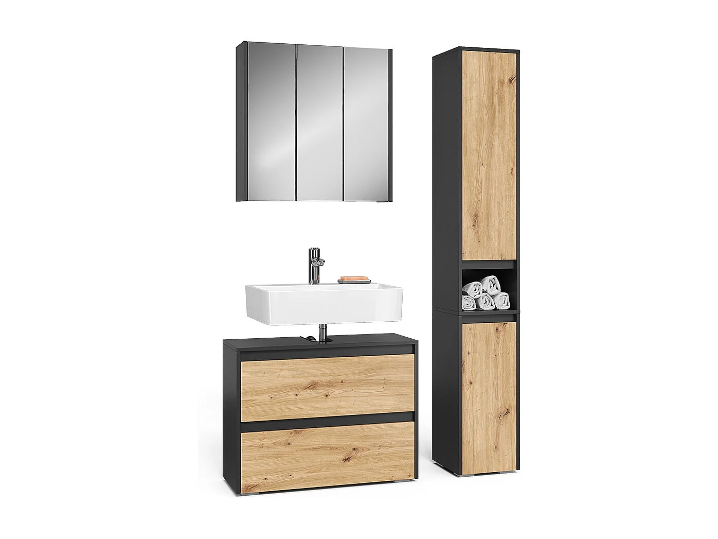 Badkamermeubelset antraciet/artisan 80.1x30.1x62 majest