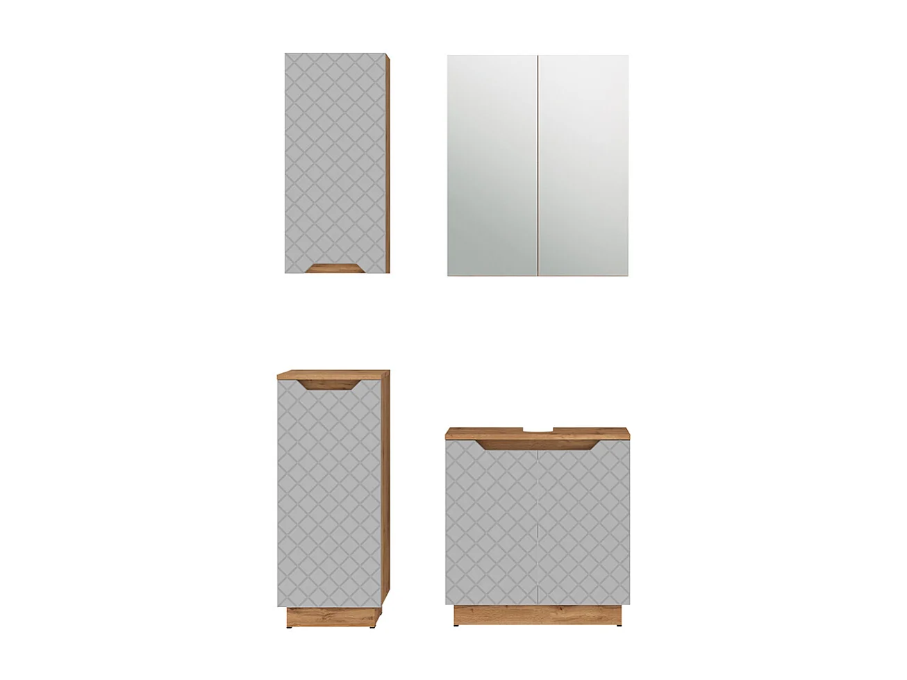 Badmöbel-Set eiche/grau mit kachelstruktur 59.8x32x62.1 lotta