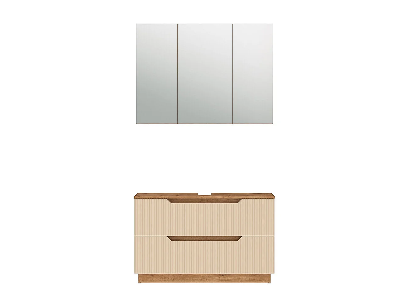 Badmöbel-Set eiche/kaschmir gestreift 119.2x35x62.5 lotta