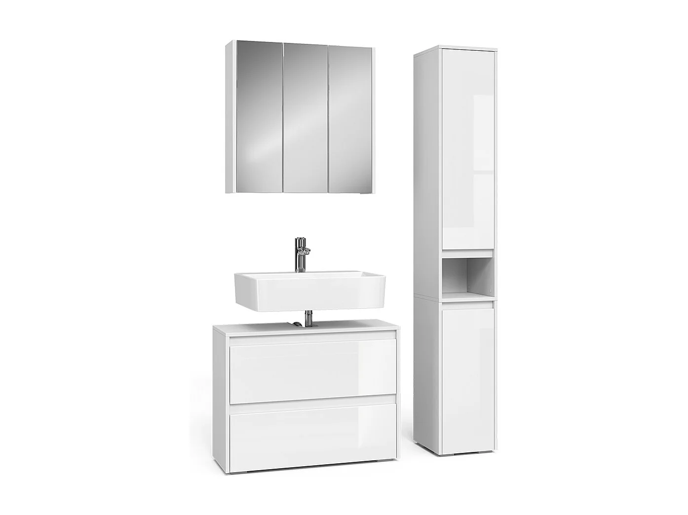 Badmöbel-Set weiß/weiß hochglanz 80.1x30.1x62 majest