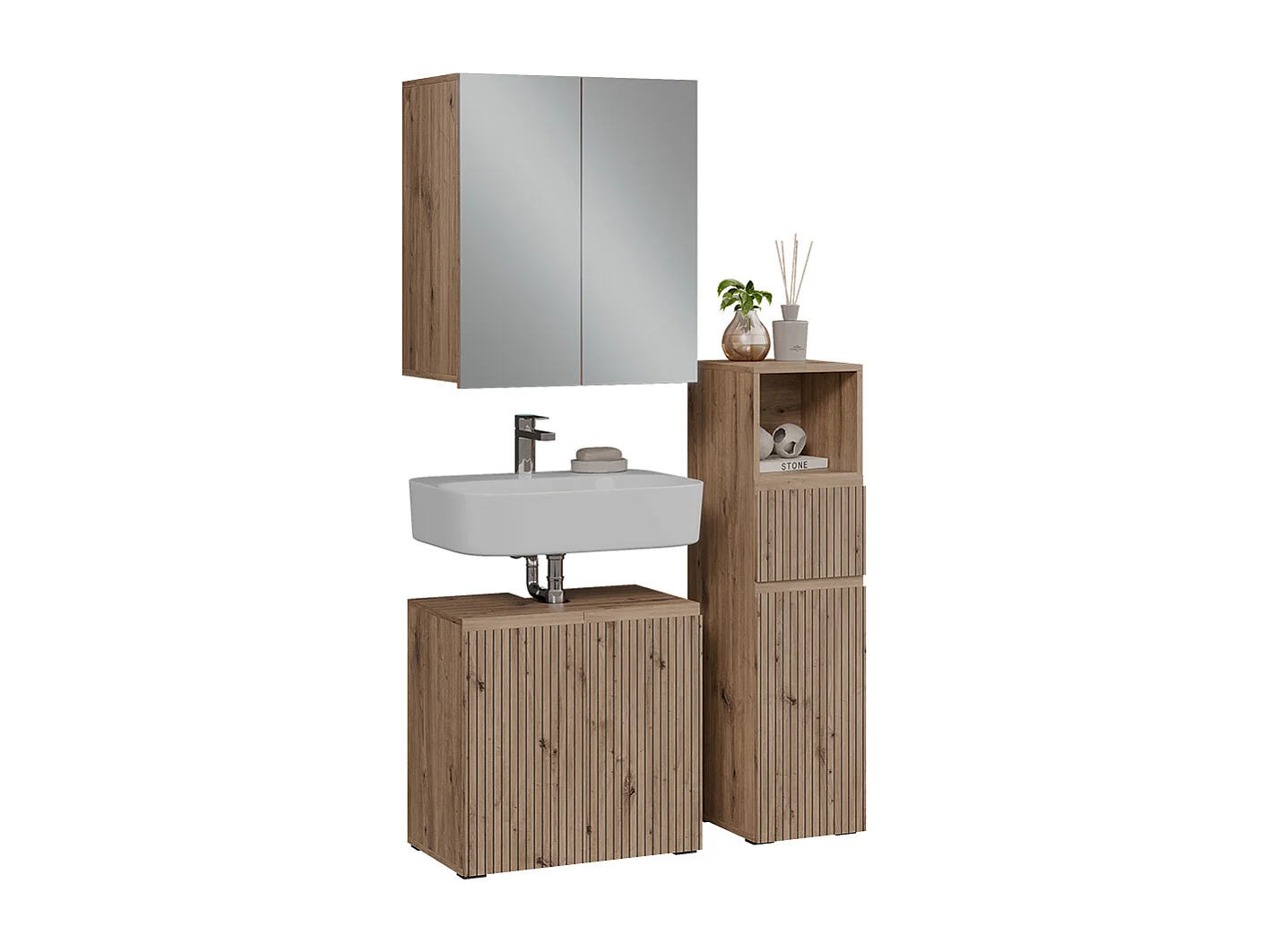 Ensemble de meubles de salle de bain 3 pièces artisan 60x35x58 takumi