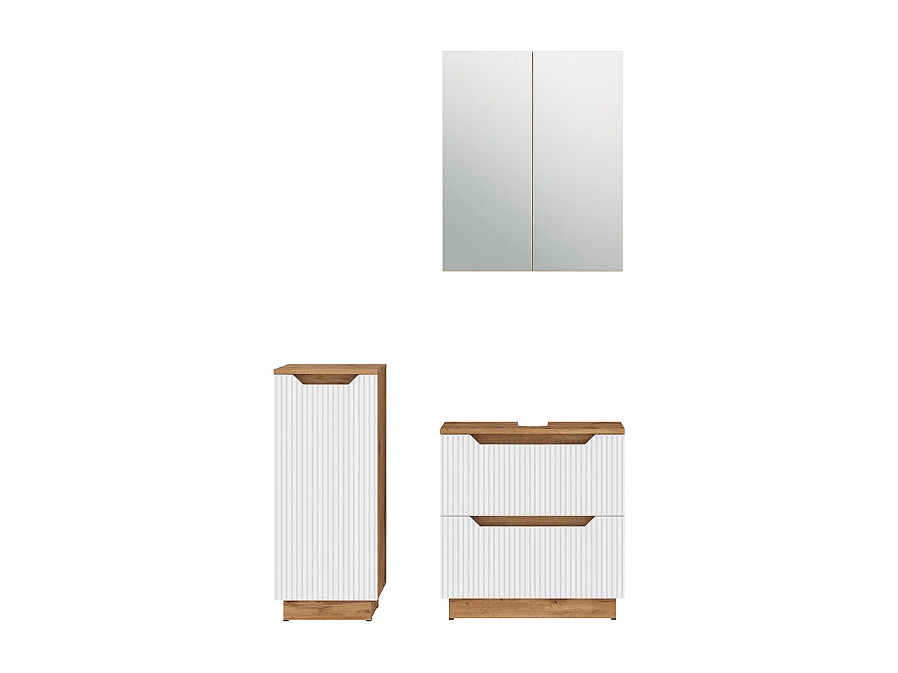 Badmöbel-Set eiche/weiß gestreift 58.9x32x62.5 lotta