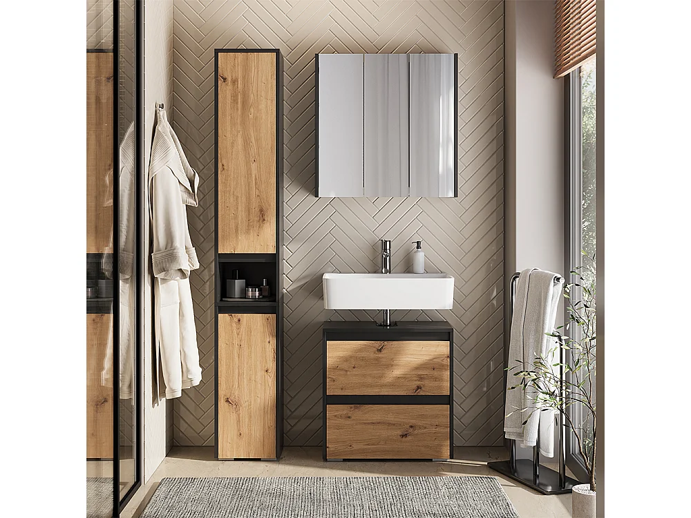 Meubles bain anthracite/artisan 60.1x30.1x62 majest