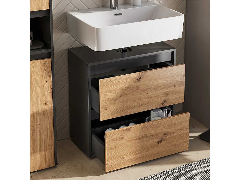 Meubles bain anthracite/artisan 60.1x30.1x62 majest