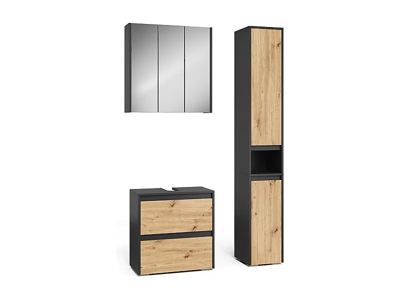 Meubles bain anthracite/artisan 60.1x30.1x62 majest