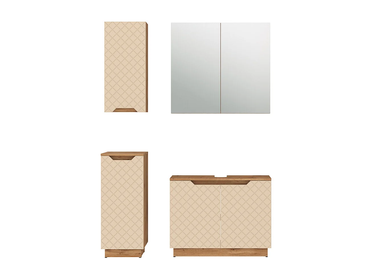 Badmöbel-Set eiche/kaschmir mit kachelstruktur 79.6x32x62.1 lotta