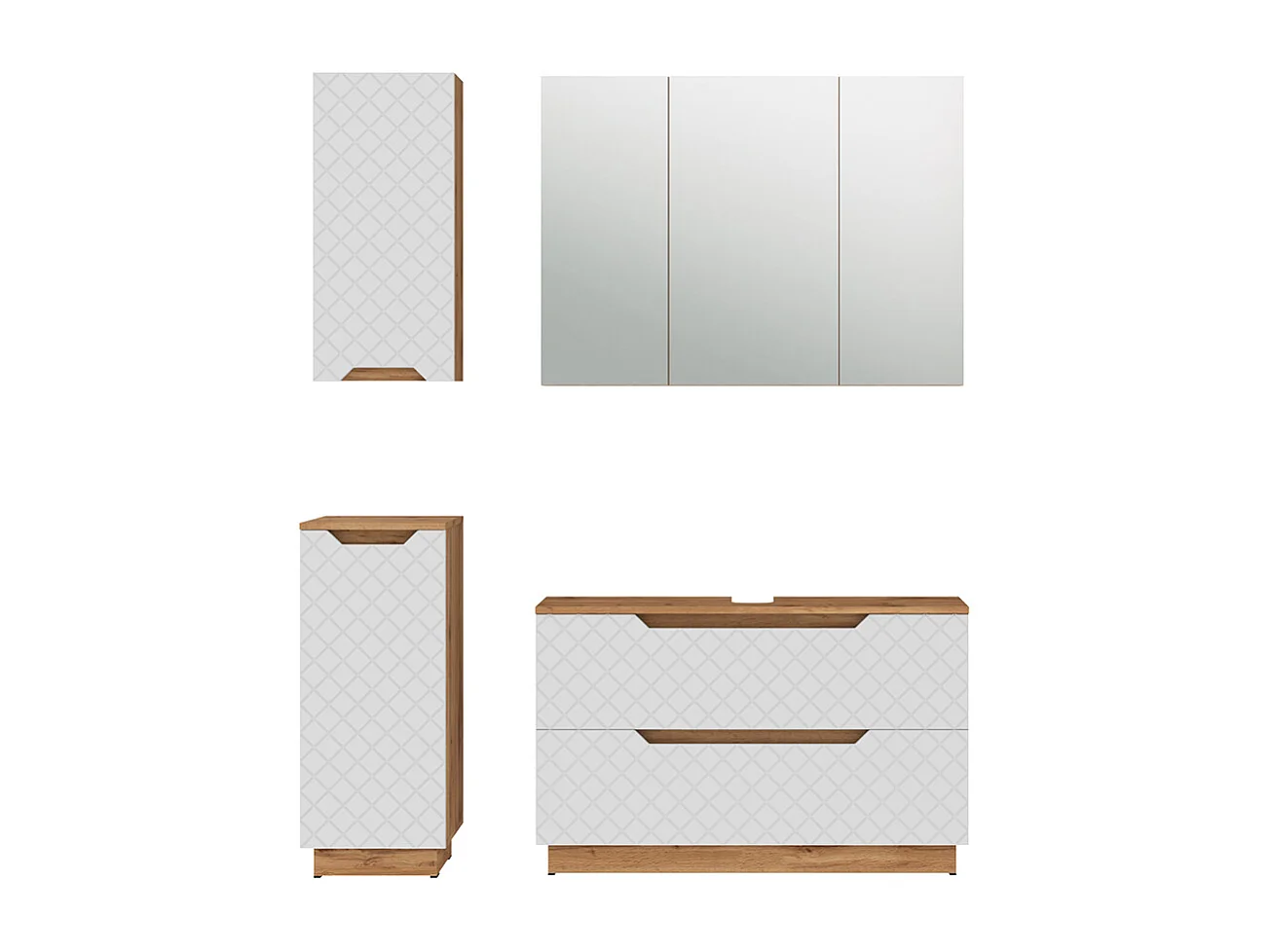Set di mobili da bagno rovere/bianco con struttura in piastrelle 99.4x32x62.5 lotta