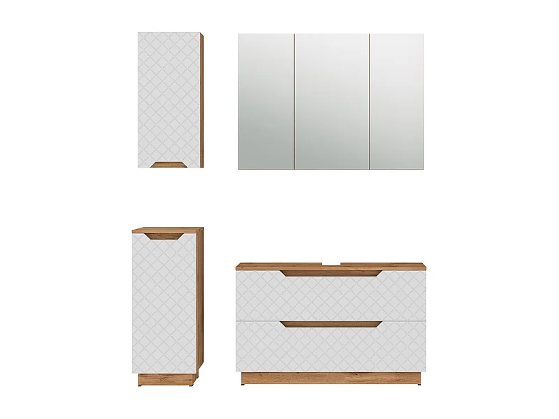 Set di mobili da bagno rovere/bianco con struttura in piastrelle 99.4x32x62.5 lotta