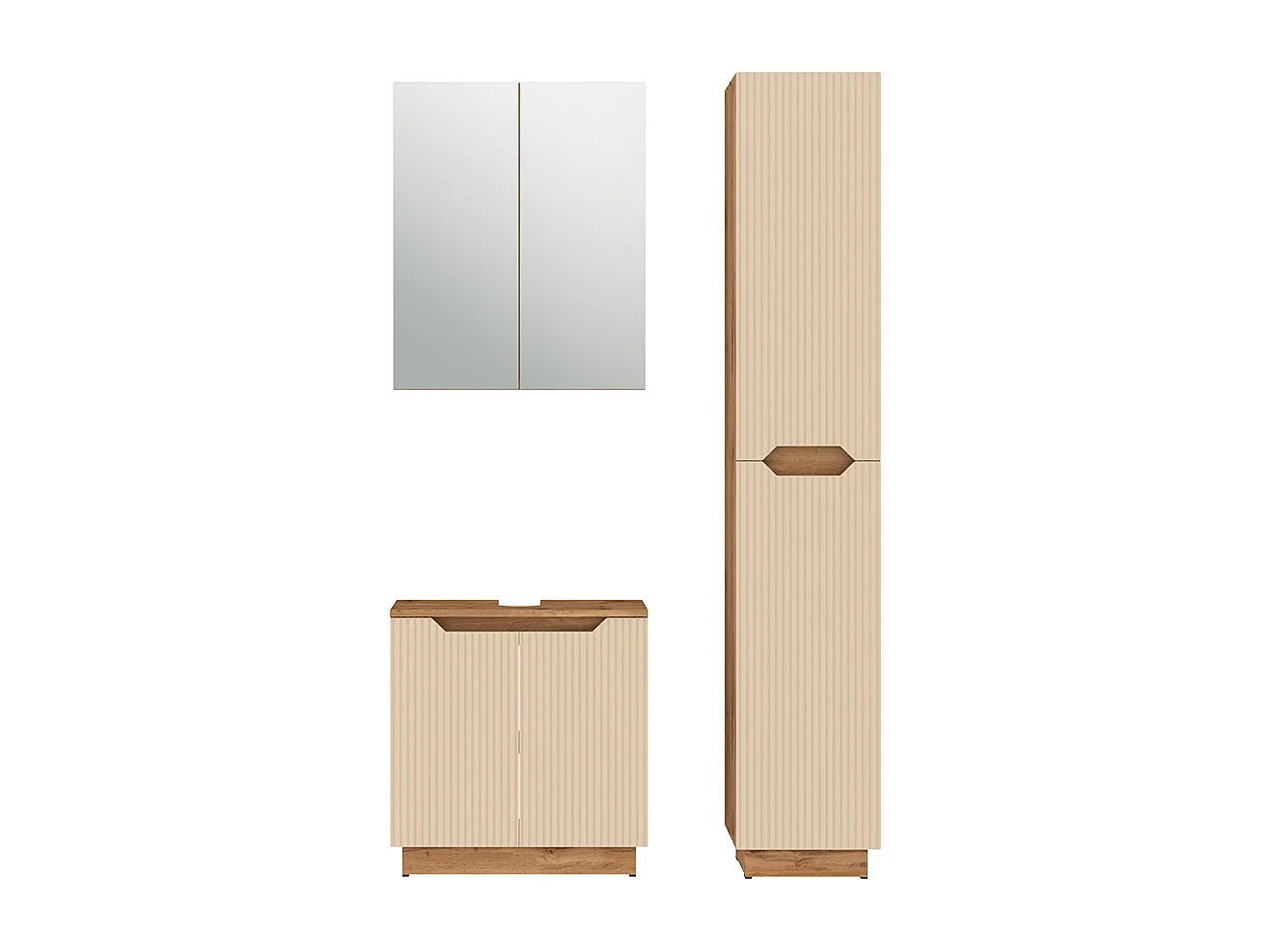 Badkamermeubelset eiken/kasjmier gestreept 59.8x32x62.1 lotta