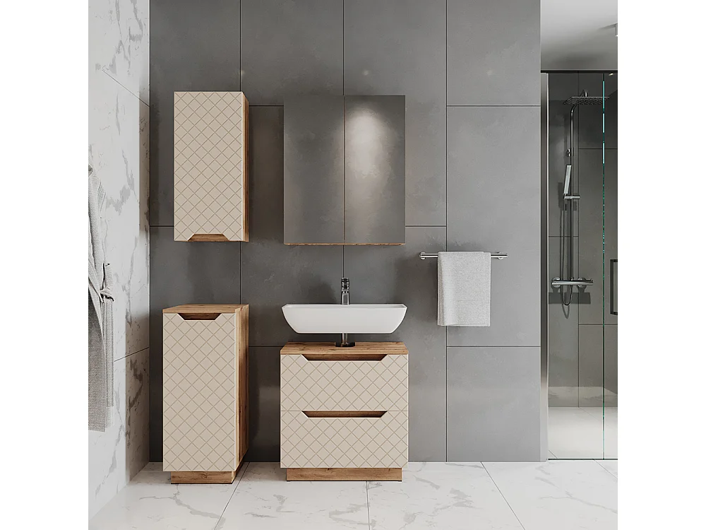 Conjunto de muebles de baño roble/cachemira con estructura de azulejos 59.8x32x62.5 lotta