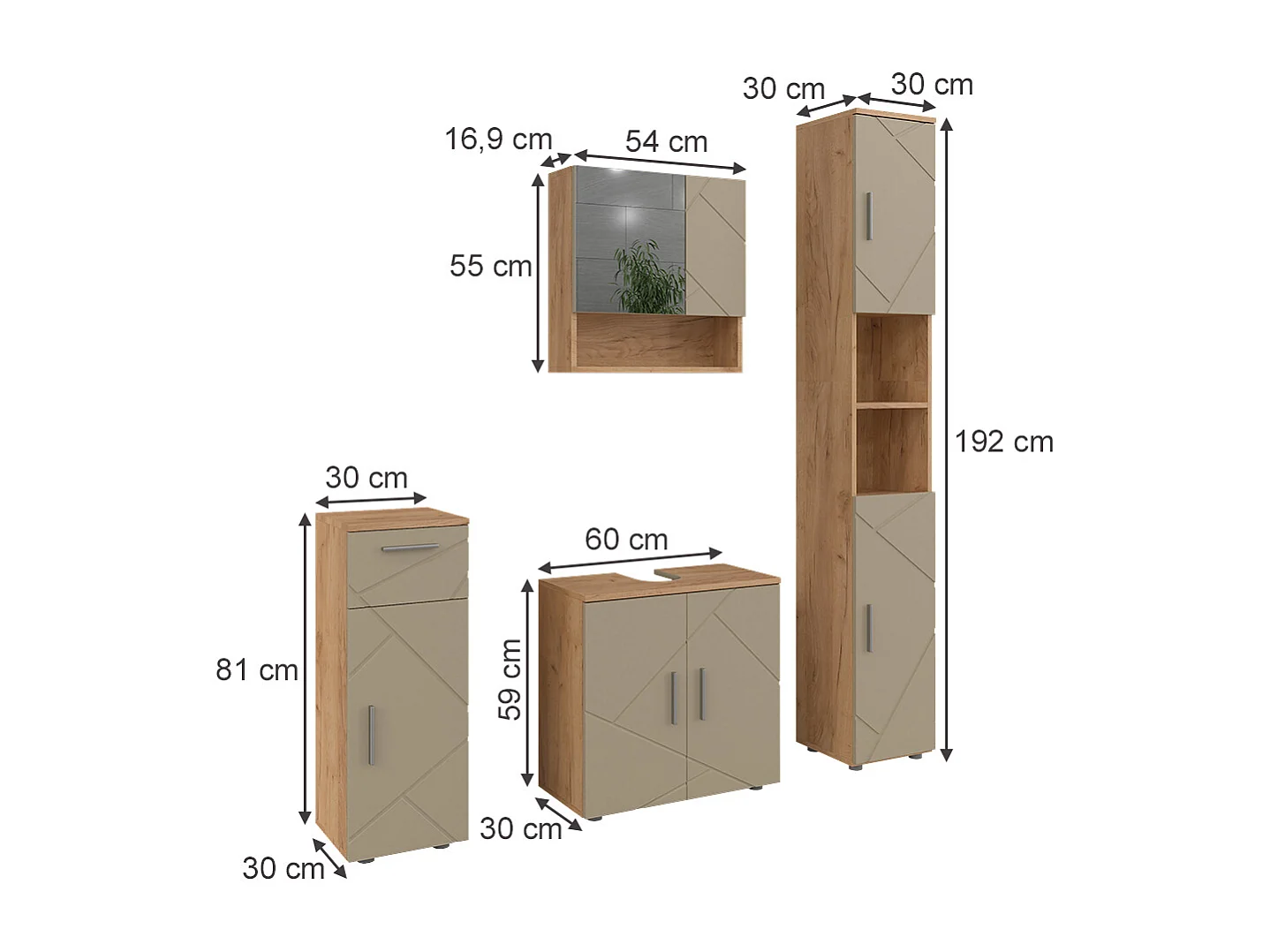 Meubles bain beige 60x30x59 irma