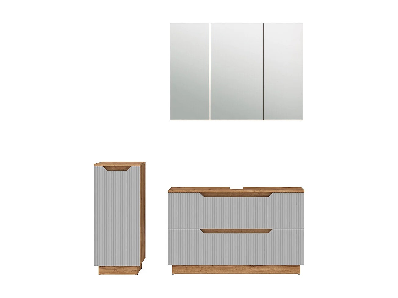 Badmöbel-Set eiche/grau gestreift 99.4x32x62.5 lotta