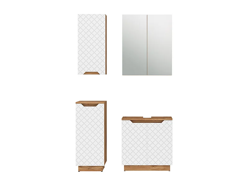 Meubles bain chêne/blanc rayé 59.8x32x62.1 lotta