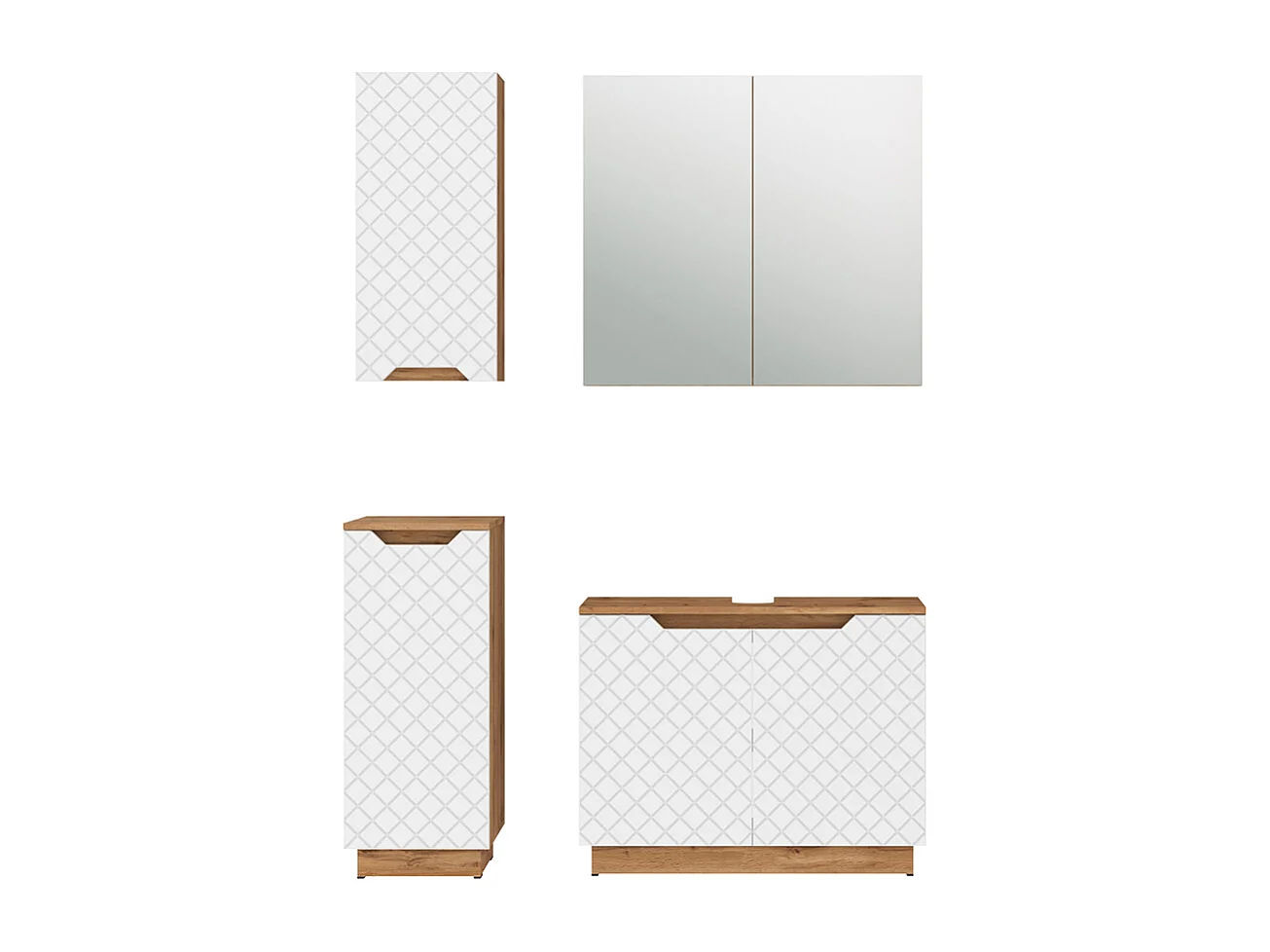 Set di mobili da bagno rovere/bianco con struttura in piastrelle 79.6x32x62.1 lotta