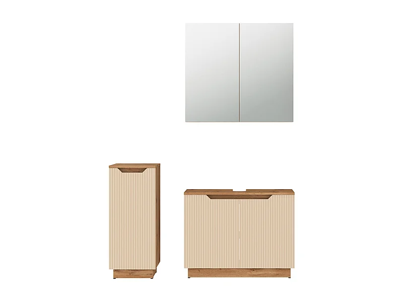 Set di mobili da bagno rovere/cashmere a righe 79.6x32x62.1 lotta
