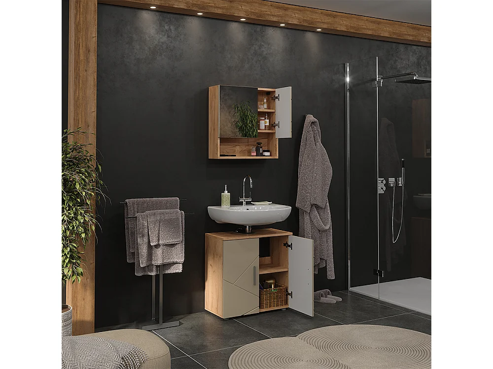 Meubles bain chêne de force doré 60x30x59 irma