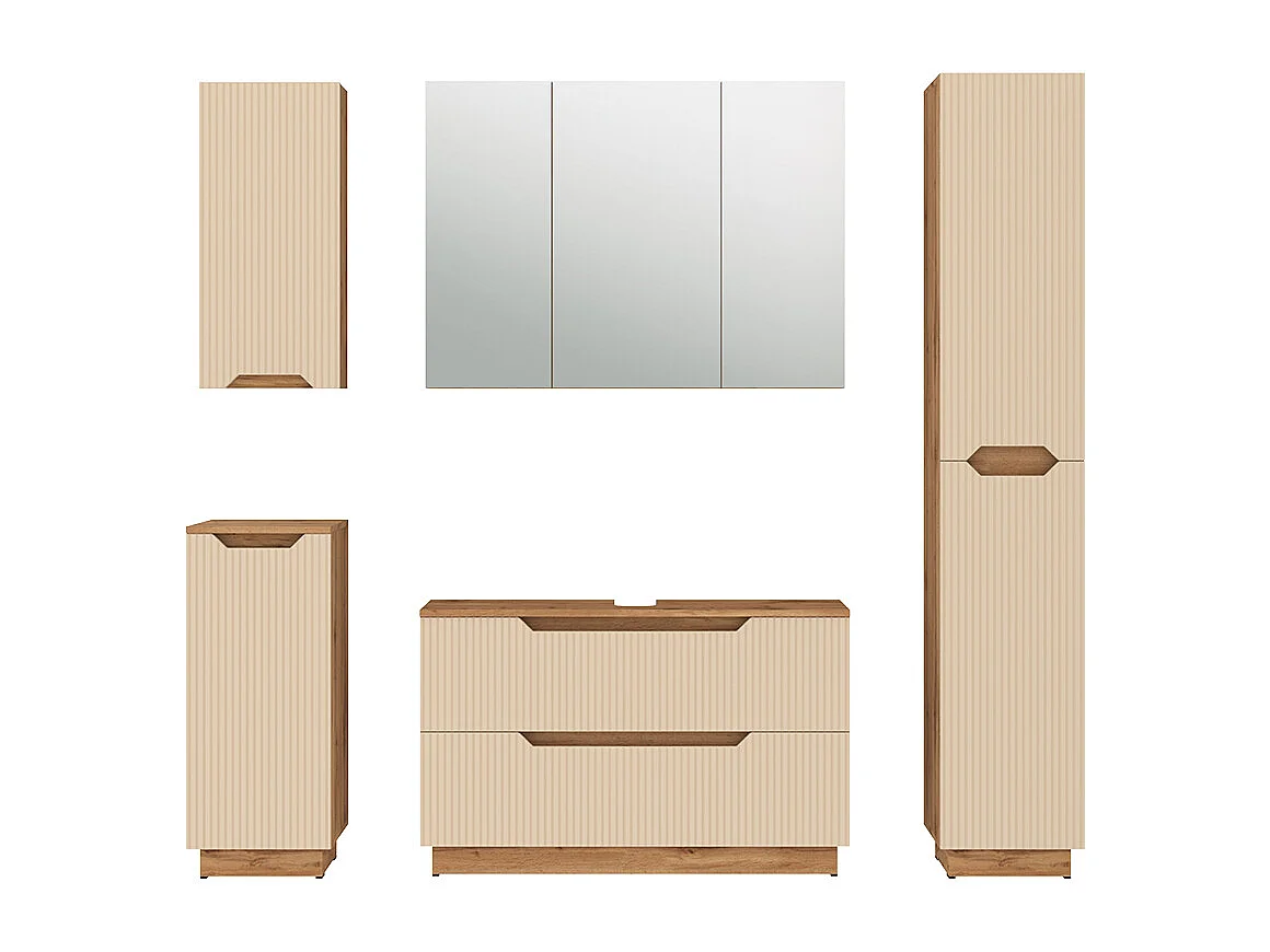 Badkamermeubelset eiken/kasjmier gestreept 99.4x32x62.5 lotta