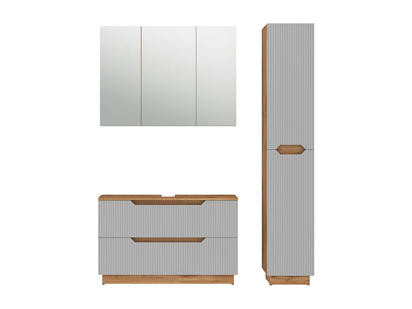 Badmöbel-Set eiche/grau gestreift 99.4x32x62.5 lotta