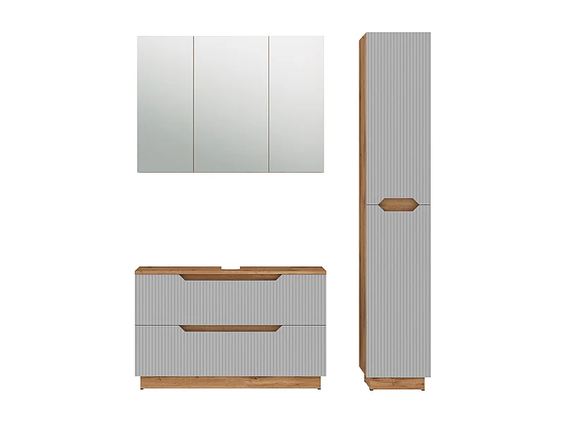 Badmöbel-Set eiche/grau gestreift 99.4x32x62.5 lotta