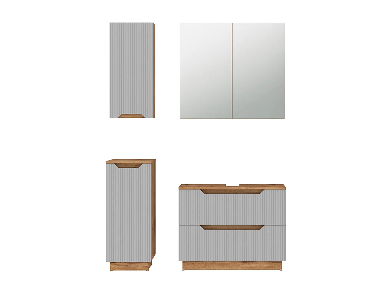 Zestaw mebli łazienkowych dąb/szary w paski 79.6x32x62.5 lotta
