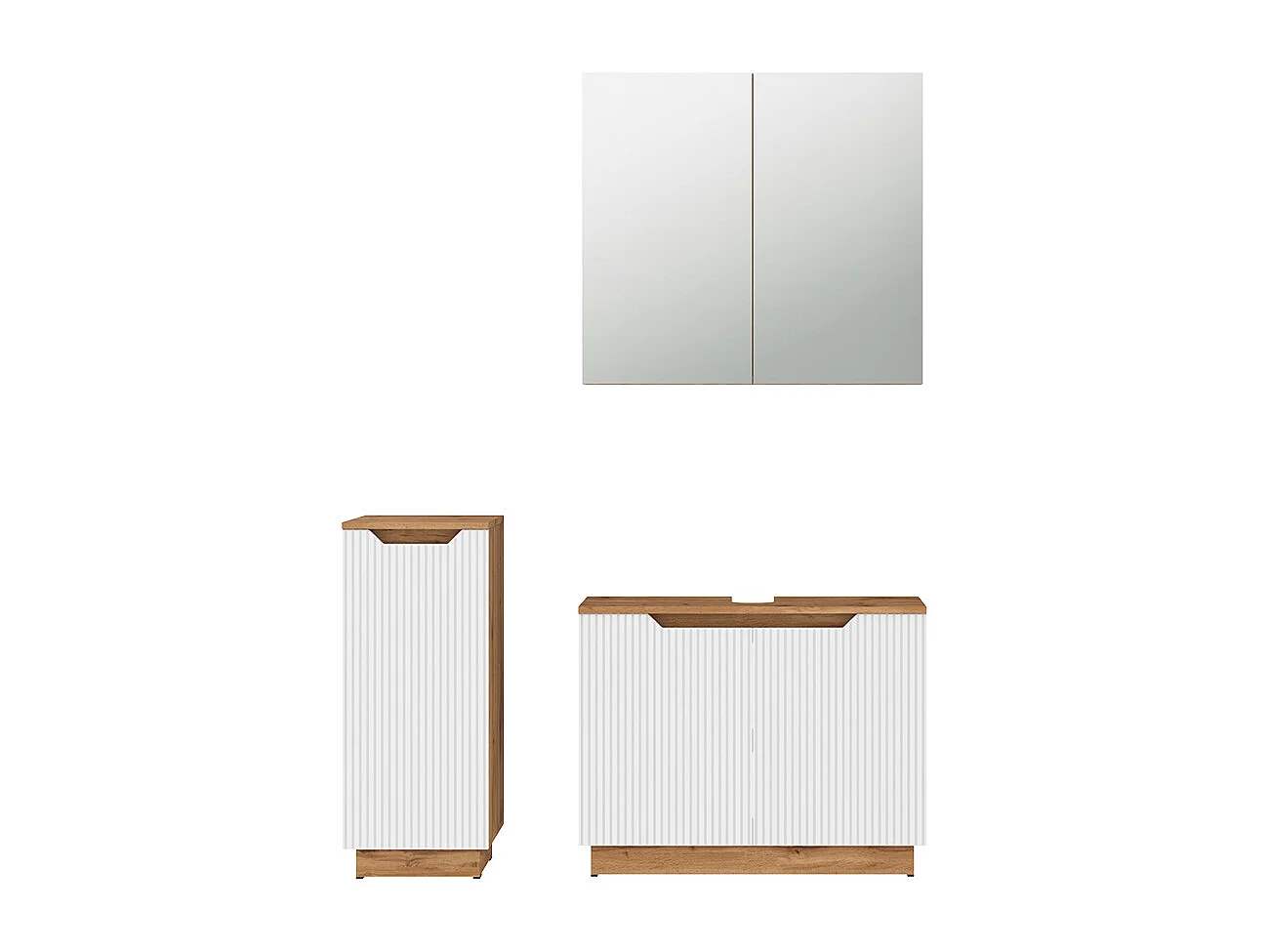 Meubles bain chêne/blanc rayé 79.6x32x62.1 lotta