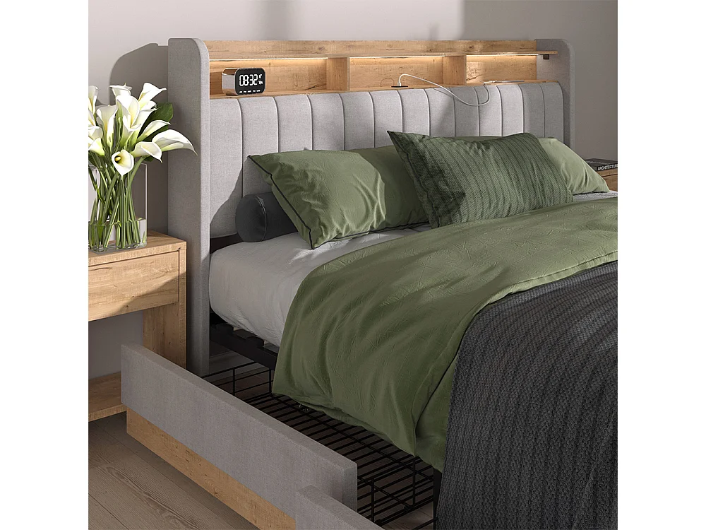 Polsterbett cinza 187.5x216x113.2 nura