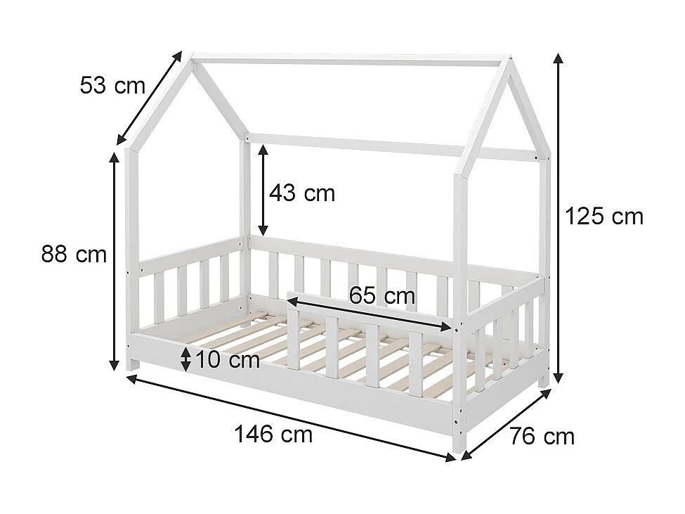House bed white 146x76x125 michelle