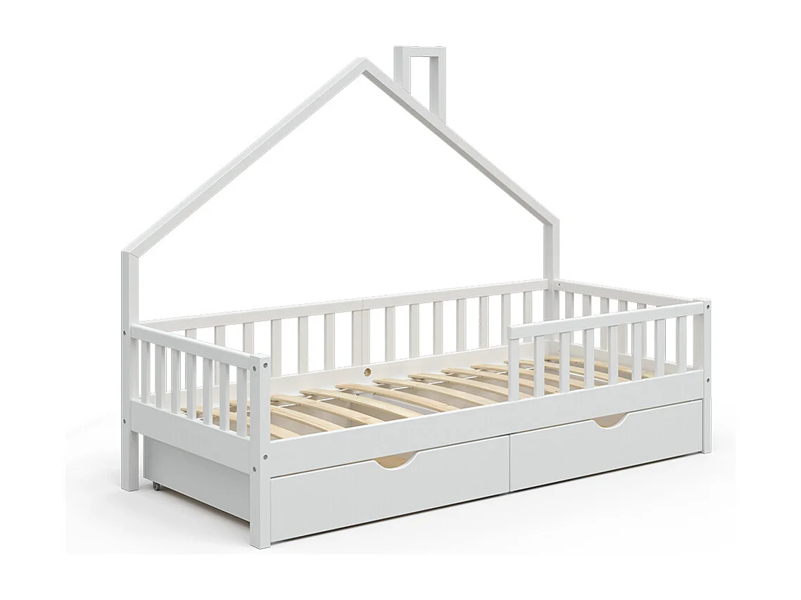 Lit cabane blanc 208x93x155 noemi