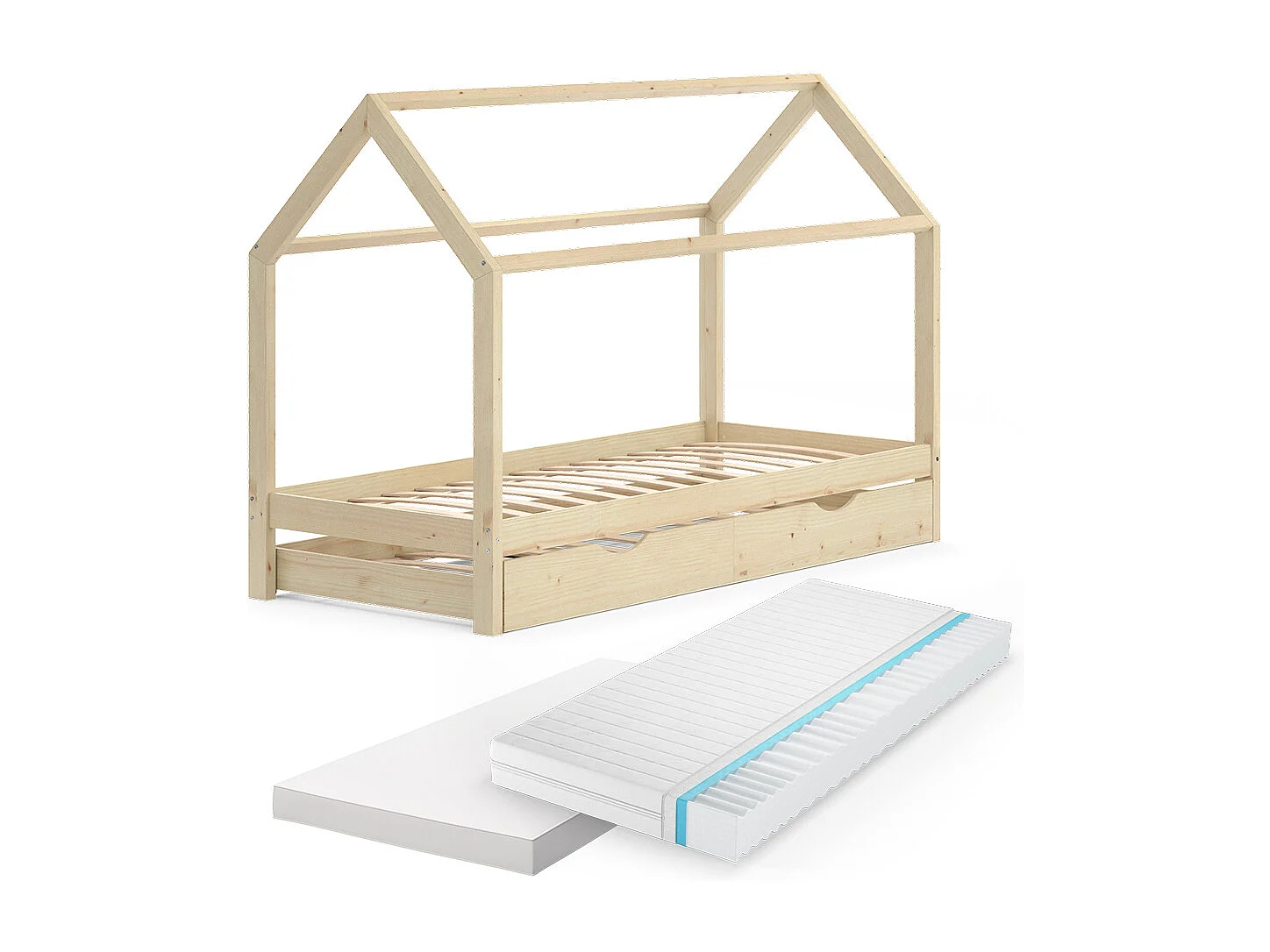 House bed natural wood 208x96x148 wiki
