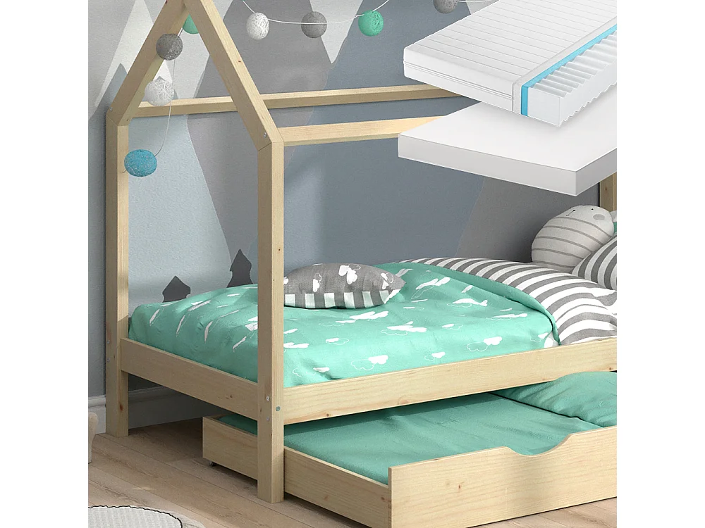 House bed natural wood 208x96x148 wiki