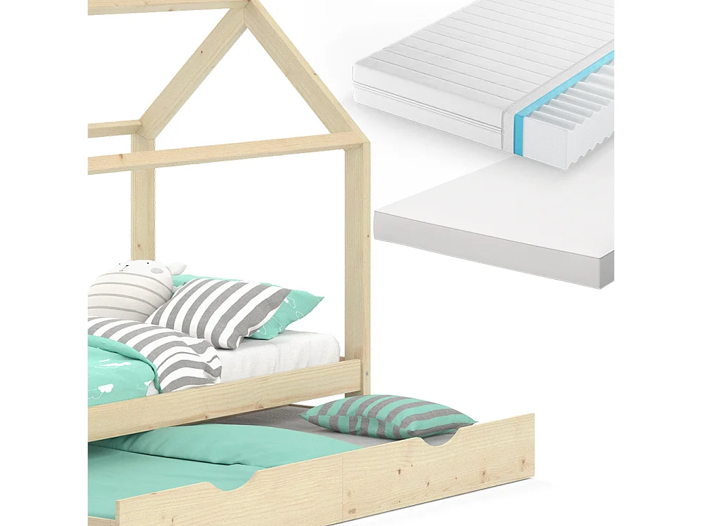 House bed natural wood 208x96x148 wiki